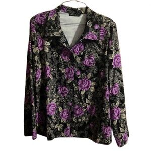 #441 Lifestyle classics floral Jacket XL Black Purple Tan